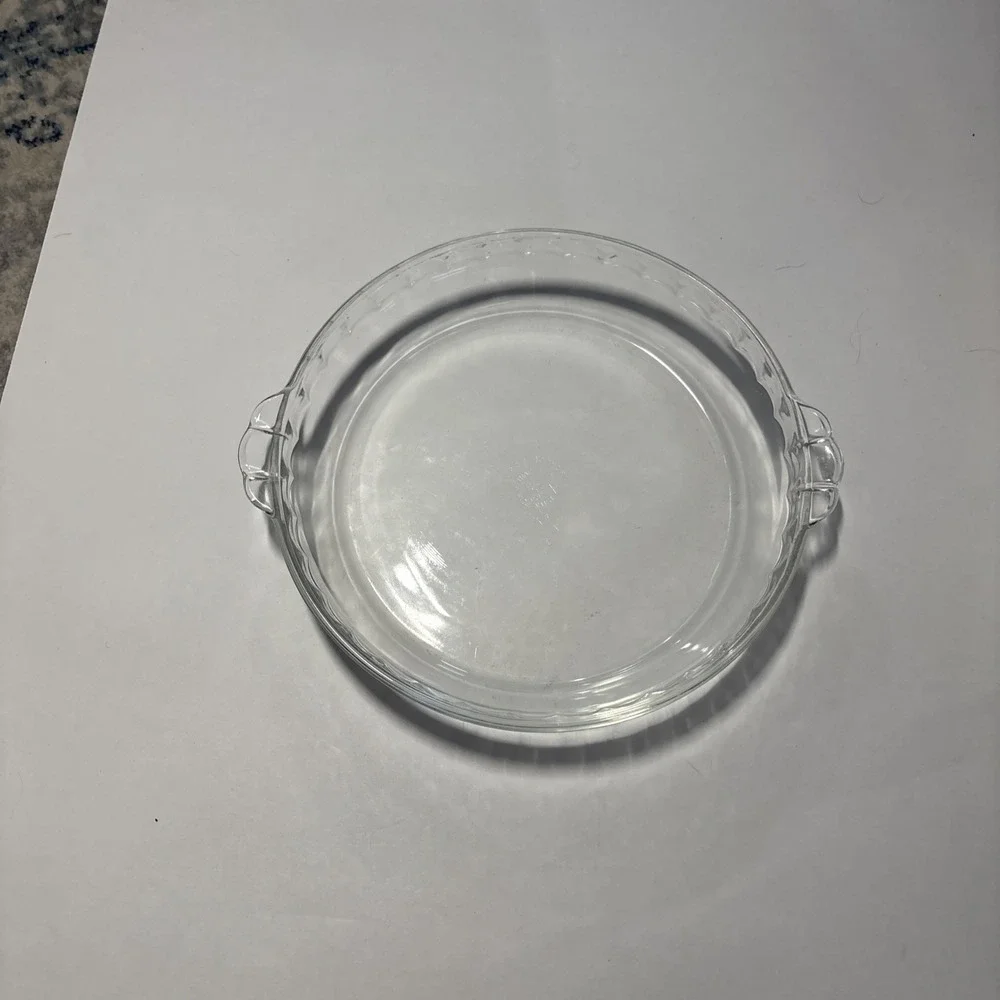 Vintage PYREX Pie Plate #229 Clear Crimped Edge W/ Tab Handles 10